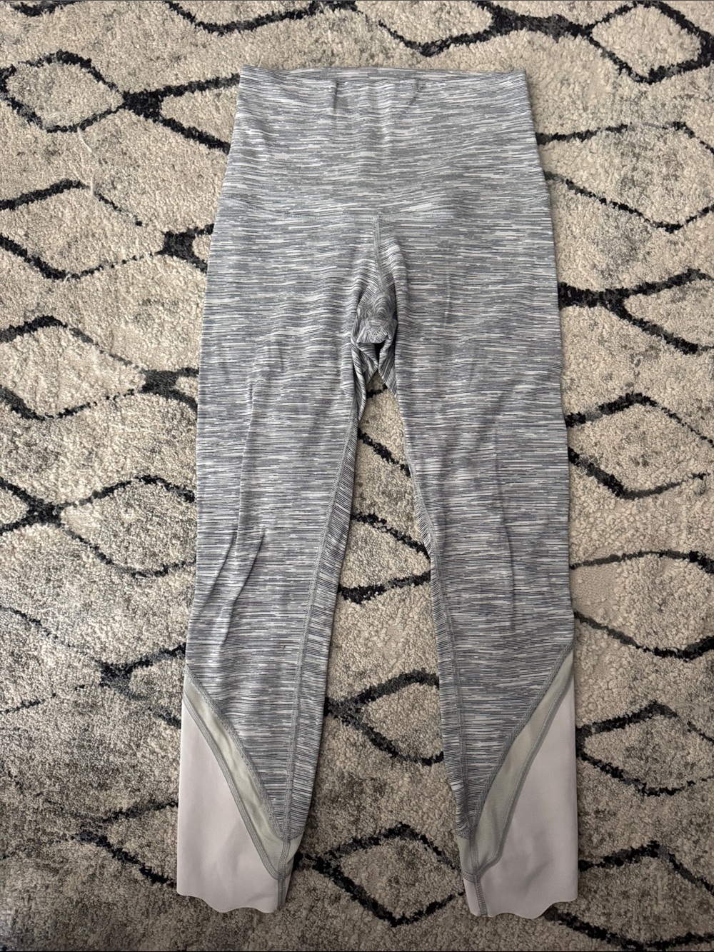 lululemon athletica Gray Space-Dye Leggings with Light Gray Mesh Insets